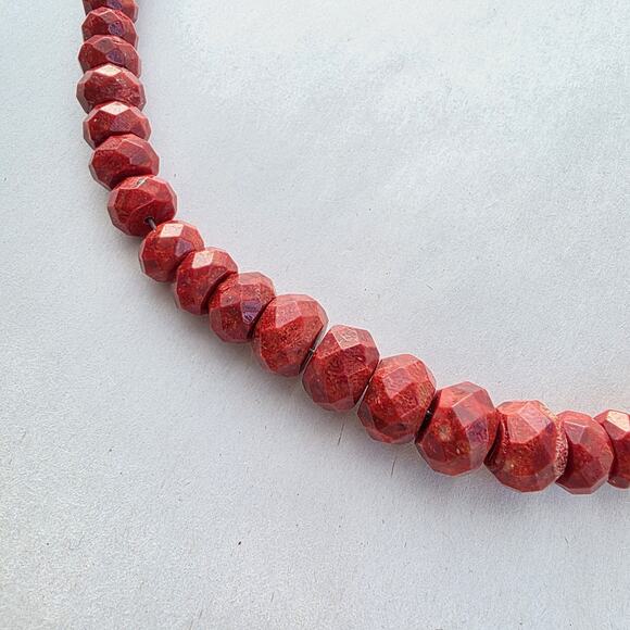 Jay King DTR Genuine Coral Red Statement Choker Necklace sterling Silver 925 - Picture 10 of 11